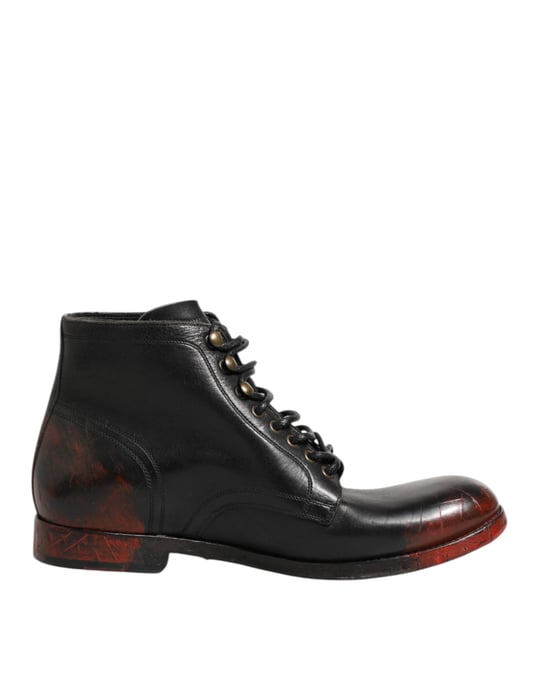 Dolce & Gabbana Schwarze Rote Schnürstiefeletten - Image 2