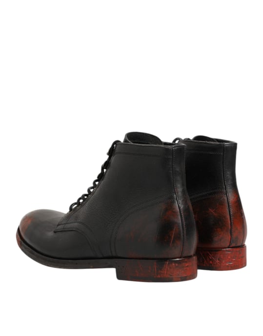 Dolce & Gabbana Schwarze Rote Schnürstiefeletten - Image 6