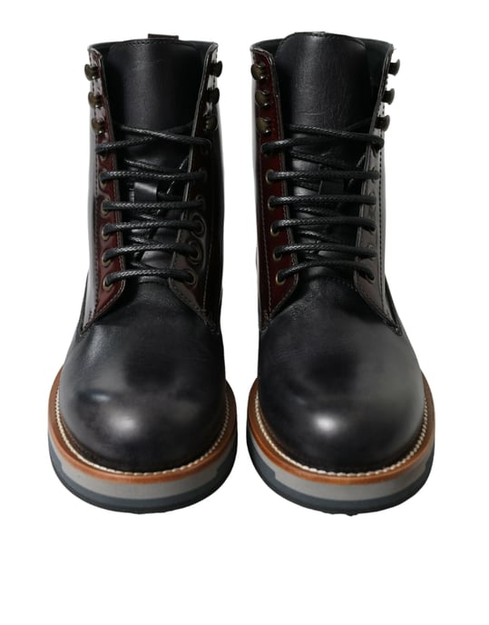 Dolce & Gabbana schwarze Leder Militärkampfstiefel Schuhe - Image 2