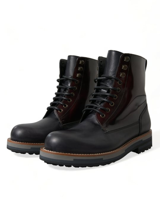 Dolce & Gabbana schwarze Leder Militärkampfstiefel Schuhe - Image 3