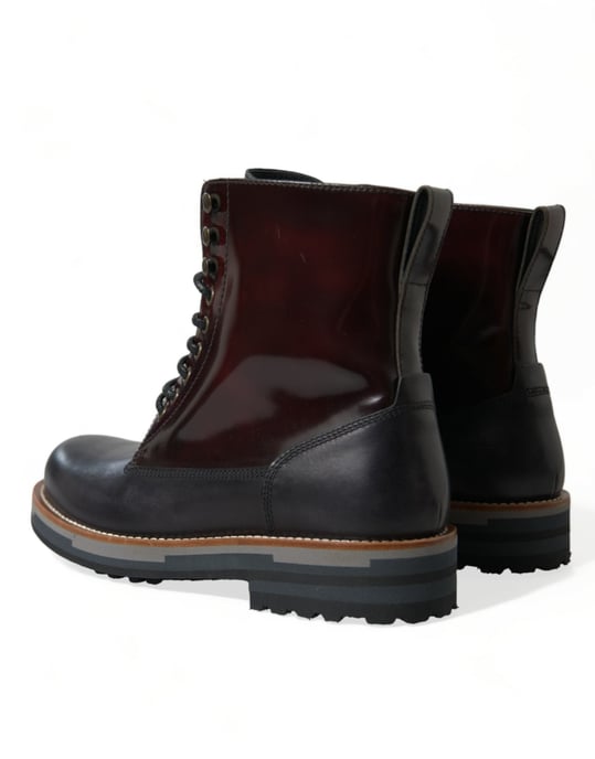 Dolce & Gabbana schwarze Leder Militärkampfstiefel Schuhe - Image 4