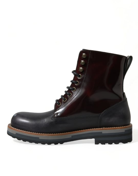 Dolce & Gabbana schwarze Leder Militärkampfstiefel Schuhe - Image 5