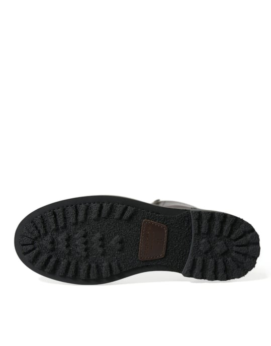 Dolce & Gabbana schwarze Leder Militärkampfstiefel Schuhe - Image 6