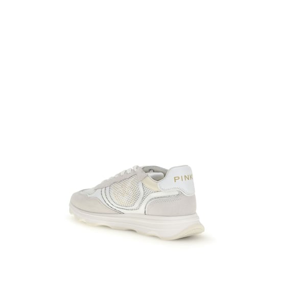 PINKO Weiße Kalbsleder Bos Taurus Sport Sneakers - Image 3