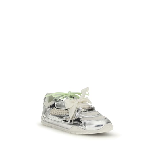 PINKO Silber Kalbsleder Bos Taurus Sport Sneakers - Image 2