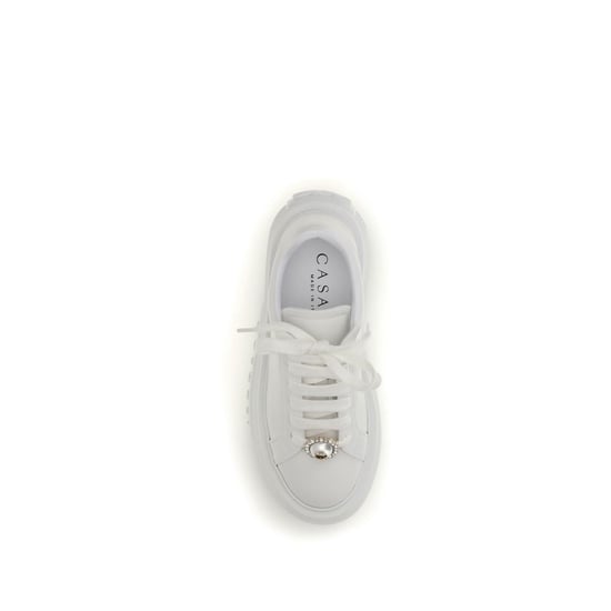 Casadei Weiße Kalbsleder Bos Taurus Plattform-Sneaker - Image 4