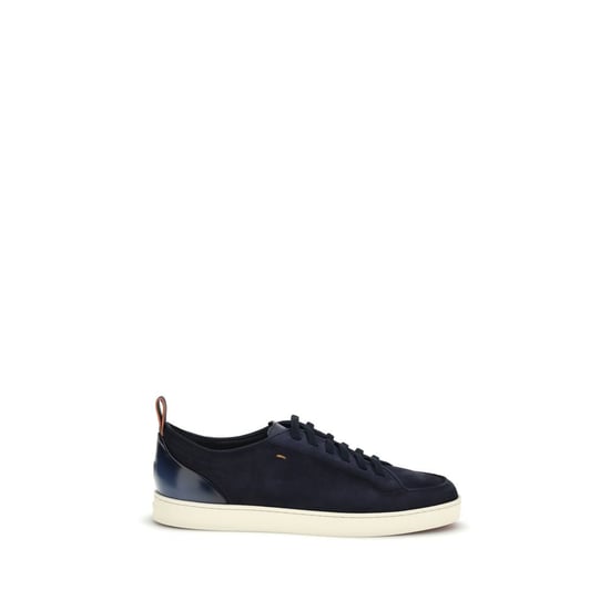 Santoni Blaue Kalbleder Bos Taurus Low Top Sneakers - Image 1