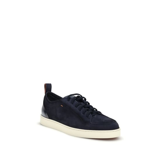 Santoni Blaue Kalbleder Bos Taurus Low Top Sneakers - Image 2