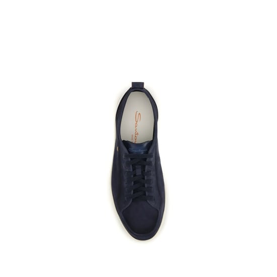 Santoni Blaue Kalbleder Bos Taurus Low Top Sneakers - Image 4