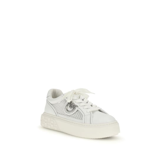 PINKO Weiße Kalbleder Bos Taurus Plattform Sneakers - Image 2