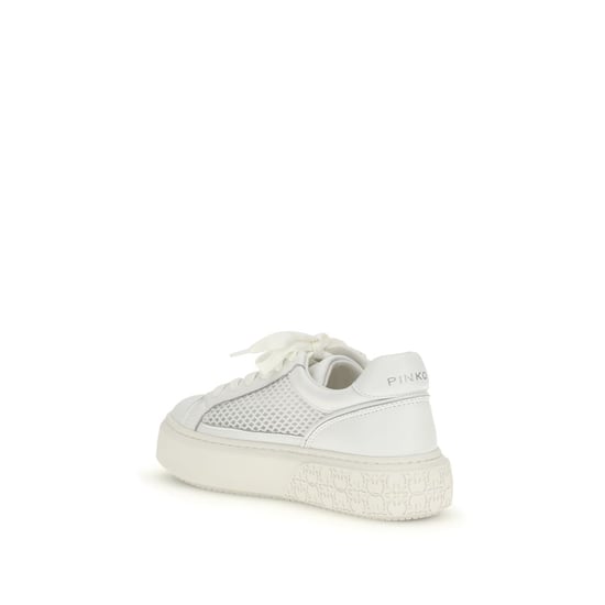 PINKO Weiße Kalbleder Bos Taurus Plattform Sneakers - Image 3