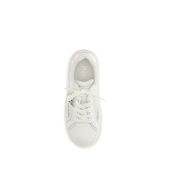 PINKO Weiße Kalbleder Bos Taurus Plattform Sneakers - Image 4