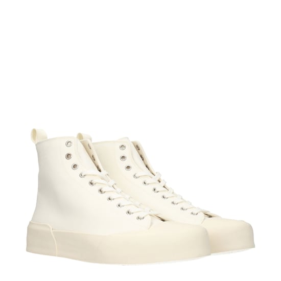 Jil Sander Beigefarbene Stoff Hohe Sneakers - Image 2