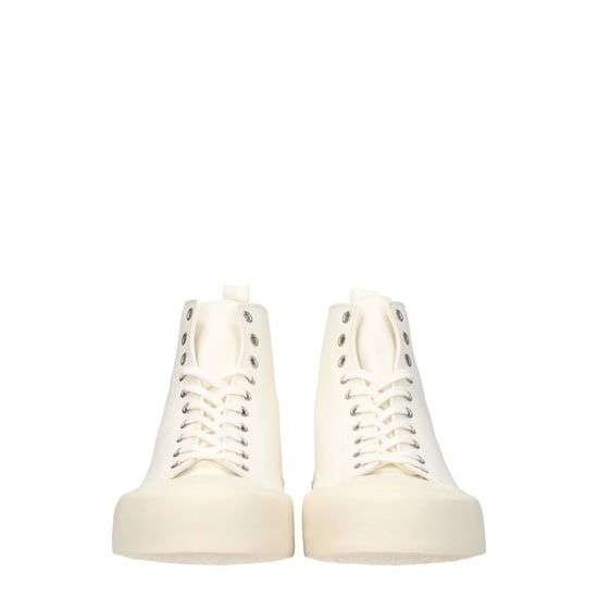 Jil Sander Beigefarbene Stoff Hohe Sneakers - Image 3