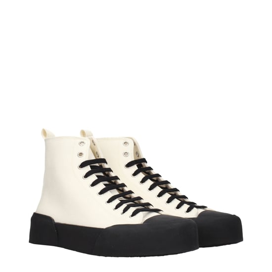 Jil Sander Beigefarbene Stoff High-Top Sneakers - Image 2