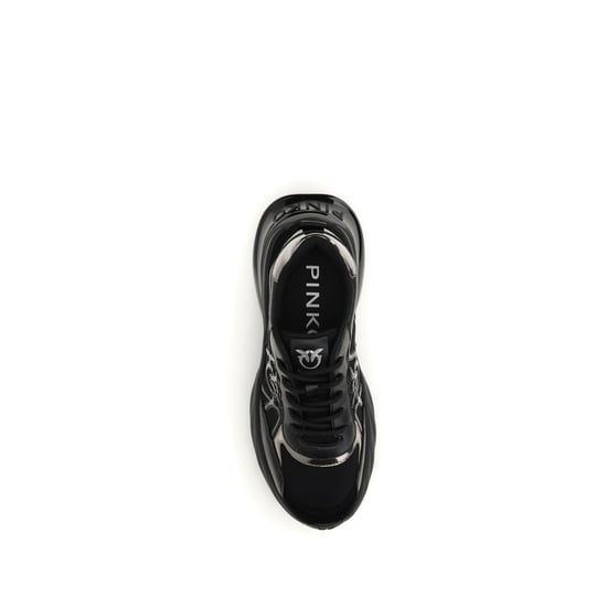 PINKO Schwarze Kalbsleder Bos Taurus Chunky Sneakers - Image 4