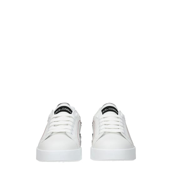 Portofino Sneakers - Dolce & Gabbana - White/Silver - Leather - Image 3