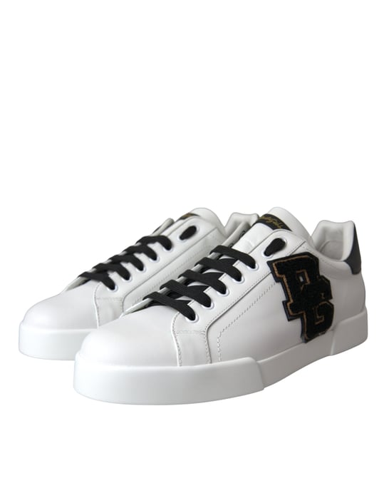 Dolce & Gabbana Weiße Leder DG-Logo Freizeit Low-Top Sneaker Schuhe - Image 3