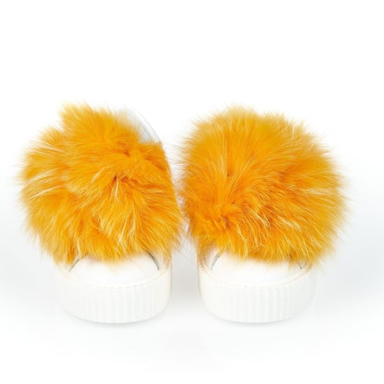 Mr&Mrs Italy Weiße Textil Damen Sneaker mit echtem Pelz-Pompons - Image 2