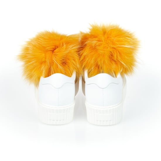 Mr&Mrs Italy Weiße Textil Damen Sneaker mit echtem Pelz-Pompons - Image 4