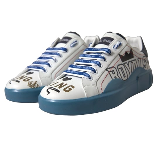 Dolce & Gabbana Blau Weiße Bedruckte Portofino Melt Sneakers - Image 3