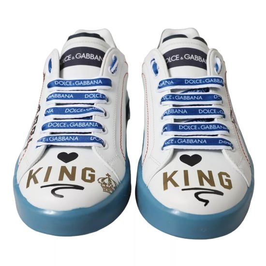 Dolce & Gabbana Blau Weiße Bedruckte Portofino Melt Sneakers - Image 4