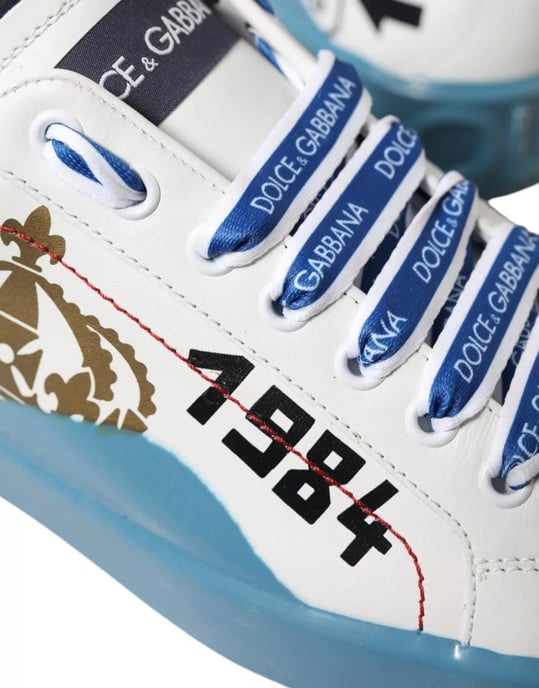 Dolce & Gabbana Blau Weiße Bedruckte Portofino Melt Sneakers - Image 5