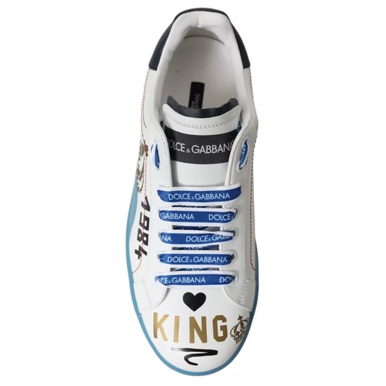 Dolce & Gabbana Blau Weiße Bedruckte Portofino Melt Sneakers - Image 6