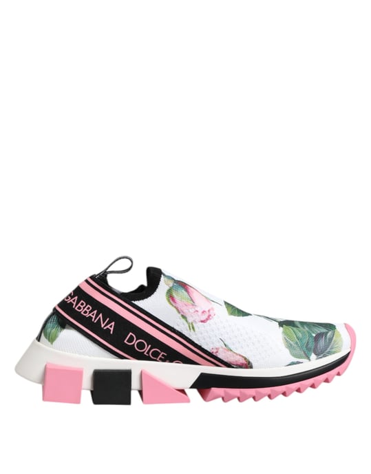 Dolce & Gabbana Weiße Rose Print Sorrento Sneakers Schuhe - Image 1