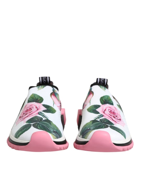 Dolce & Gabbana Weiße Rose Print Sorrento Sneakers Schuhe - Image 3