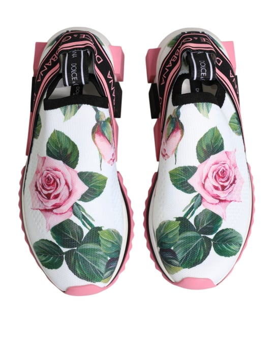 Dolce & Gabbana Weiße Rose Print Sorrento Sneakers Schuhe - Image 4