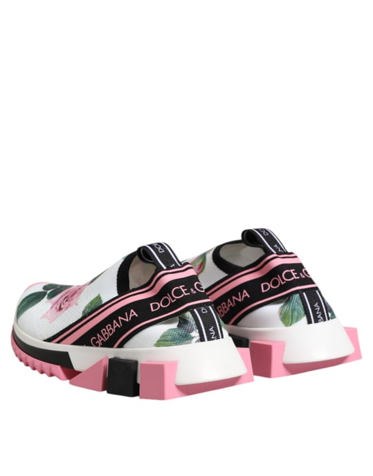 Dolce & Gabbana Weiße Rose Print Sorrento Sneakers Schuhe - Image 6