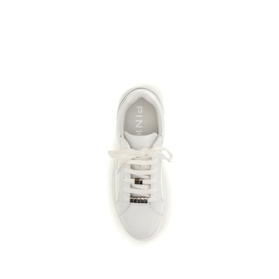 PINKO Weiße Kalbsleder Bos Taurus Low Top Sneaker - Image 4