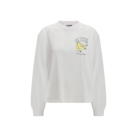 Ganni Weißes Baumwoll-Langarm-T-Shirt - Image 1