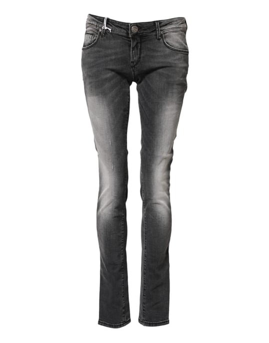 Acht Dunkelgraue Baumwolle Slim Fit Denim Niedrigbund Jeans - Image 2