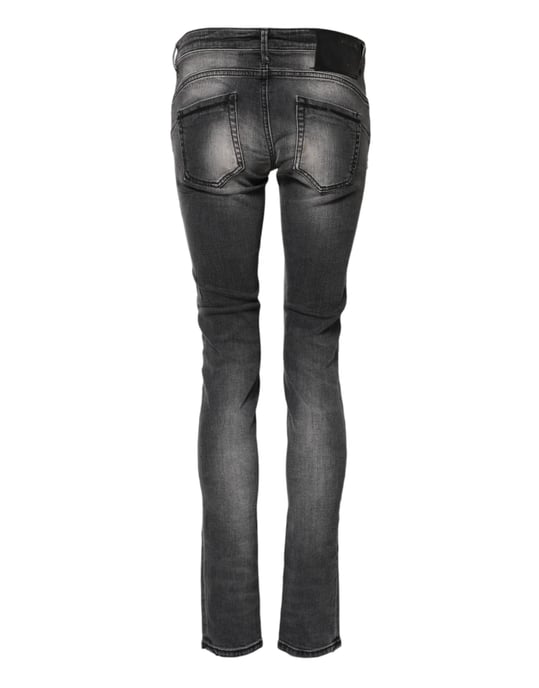 Acht Dunkelgraue Baumwolle Slim Fit Denim Niedrigbund Jeans - Image 3