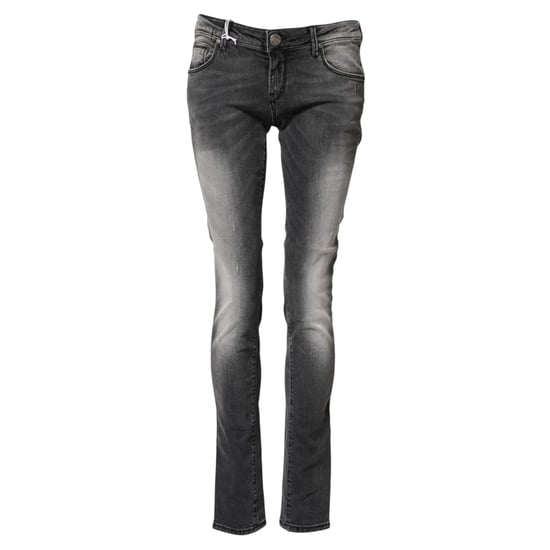 Acht Dunkelgraue Baumwolle Slim Fit Denim Niedrigbund Jeans - Image 5