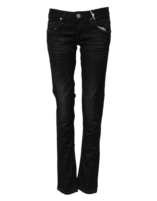 Acht Schwarze Baumwolle Slim Fit Denim Niedrige Taille Jeans - Image 1