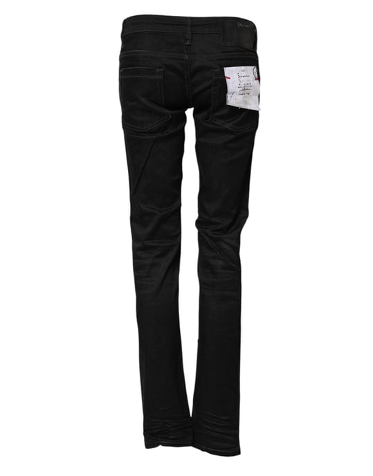Acht Schwarze Baumwolle Slim Fit Denim Niedrige Taille Jeans - Image 3