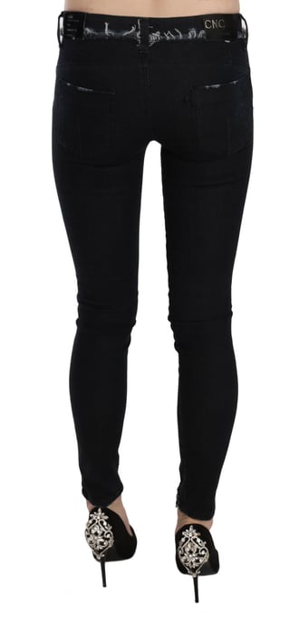 Costume National Schwarze Niedrigbund Reißverschluss Leg Skinny Denim Jeans - Image 3