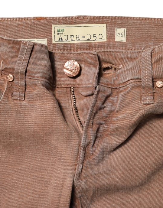Acht Braune Baumwoll Slim Fit Denim Niedrigbundjeans - Image 4