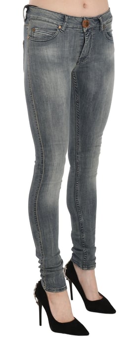 PLEIN SUD Blue Washed Niedrige Taille Slim Fit Skinny Denim Freizeitjeans - Image 3