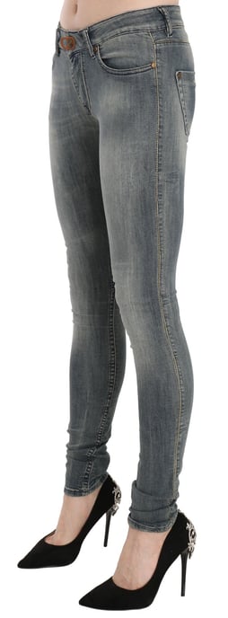 PLEIN SUD Blue Washed Niedrige Taille Slim Fit Skinny Denim Freizeitjeans - Image 4