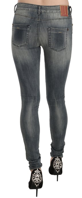 PLEIN SUD Blue Washed Niedrige Taille Slim Fit Skinny Denim Freizeitjeans - Image 5