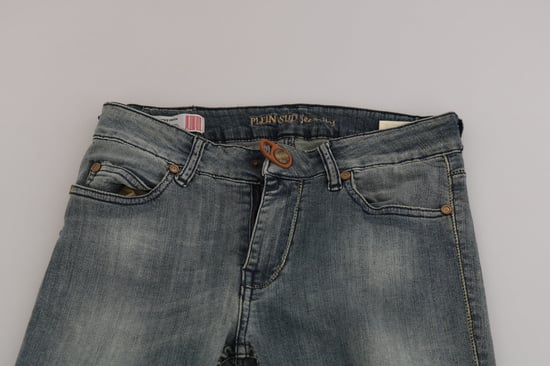 PLEIN SUD Blue Washed Niedrige Taille Slim Fit Skinny Denim Freizeitjeans - Image 6