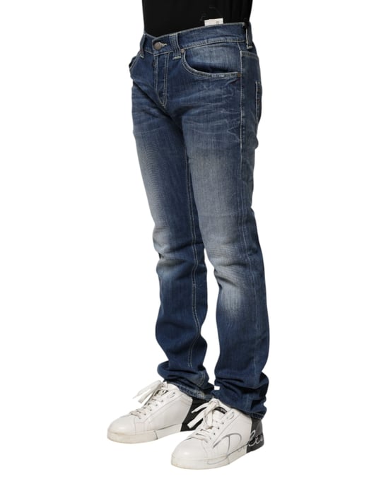 Dondup Blau gewaschene Skinny Fit Casual Herren Denim Jeans - Image 3
