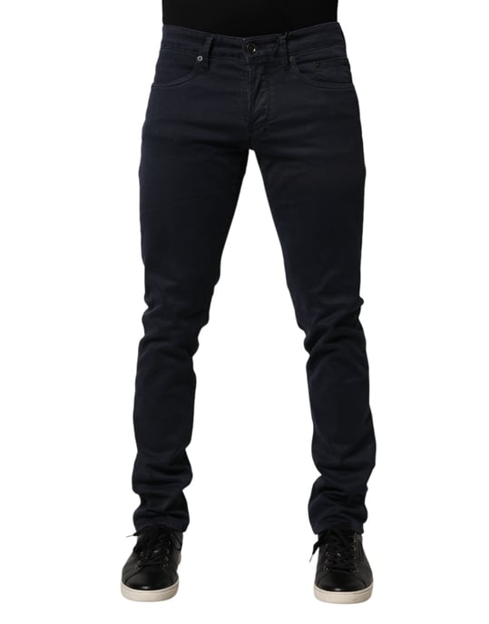 Siviglia Schwarze Mid-Waist Baumwoll Skinny Denim Herrenhose Jeans - Image 1