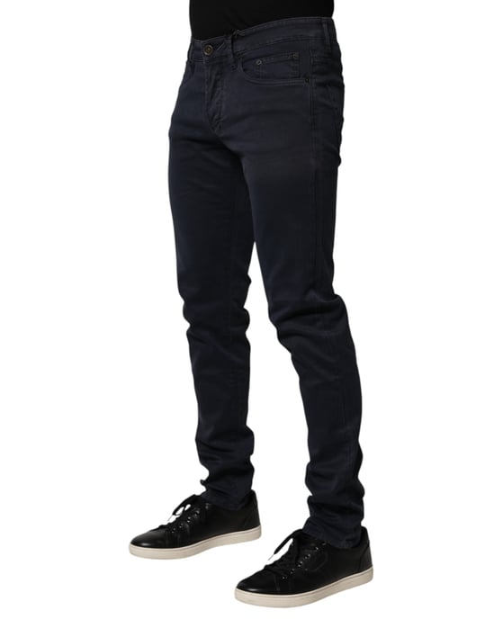 Siviglia Schwarze Mid-Waist Baumwoll Skinny Denim Herrenhose Jeans - Image 3