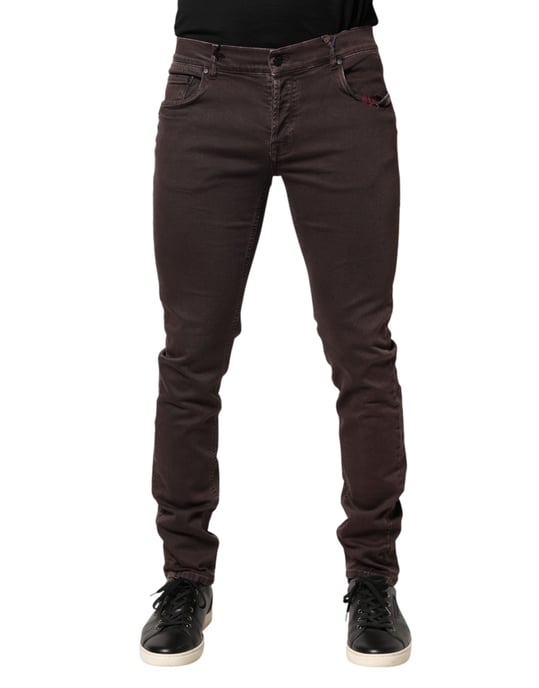 Daniele Alessandrini Braune Baumwolle Mid Waist Skinny Herren Denim Jeans - Image 2