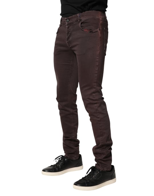 Daniele Alessandrini Braune Baumwolle Mid Waist Skinny Herren Denim Jeans - Image 3